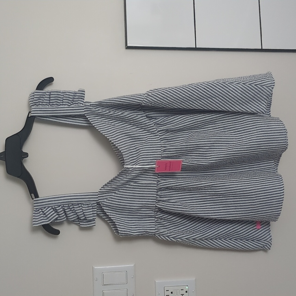 Women's baby doll style shirt, blue and white NWT size xl Simply Southern
